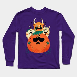 Halloween pumpkin and monsters Long Sleeve T-Shirt